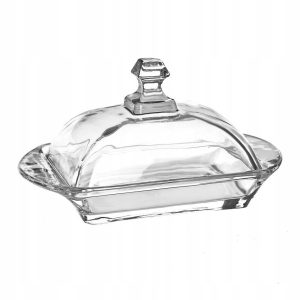 Glossy Glass Butter Dish With Lid and Handle Baron H10cm Housewarming Gift Idea