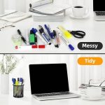 1PCS Pen Holder Container Office Desk Metal Mesh Circle Pen Pot Cup Case Stationery Management Reticulation Pencil Vase